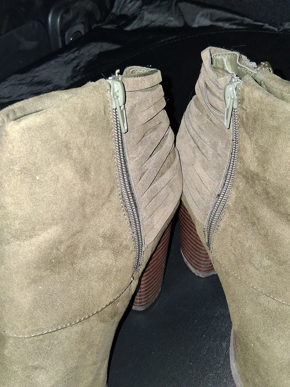 Madden Girl Olive Suede Ankle Booties with Stacked Heel